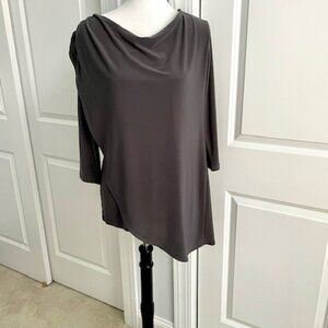 Clara Sun Woo Gray Layered Asymetical Long Sleeve Top Blouse Small
